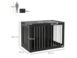 PawHut Hundekäfig Hundehütte Stahl MDF Schwarz 80L x 50B x 56,5H cm