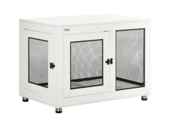 PawHut Hundekäfig Indoor mit Kissen 2 Türen Weiß 94 x 60 x 71,5 cm