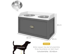 PawHut Hundenapf 2 x 2L Futternapf Erhöht mit Schublade