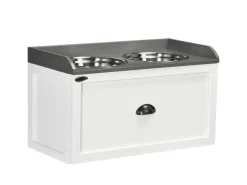 PawHut Hundenapf 2 x 2L mit Schublade Edelstahlnapf* Katzenbedarf