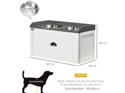 PawHut Hundenapf 2 x 2L mit Schublade Edelstahlnapf* Katzenbedarf