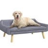 PawHut Hundesofa mit Rückenlehne Holzbeine und Kissen* Hundebedarf