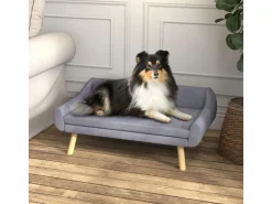 PawHut Hundesofa mit Rückenlehne Holzbeine und Kissen* Hundebedarf