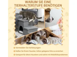 PawHut Hundetreppe 3 Stufige mit Höhle Stauraum Kissen* Kissen|Hundebedarf