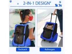 PawHut Hundetrolley Transporttasche für Tiere Trolley 2-in-1 Blau 42 x 25 x 55cm* Hundebedarf