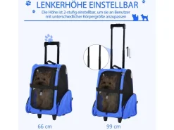 PawHut Hundetrolley Transporttasche für Tiere Trolley 2-in-1 Blau 42 x 25 x 55cm* Hundebedarf