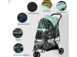 PawHut Hundewagen Polyester Stahl 80,5L x 51,5B x 100H cm* Hundebedarf
