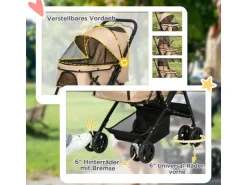 PawHut Hundewagen Stahl Oxford-Gewebe Braun 76,5L x 52B x 95H cm