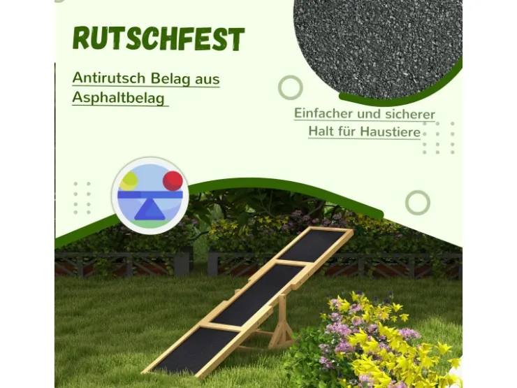 PawHut Hundewippe Hunde Agility Wippe Tannenholz Gelb 180L x 30B x 30H cm