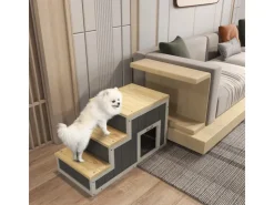 PawHut 2-in-1 Hundetreppe mit Höhle 3 Stufen
