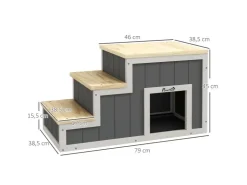 PawHut 2-in-1 Hundetreppe mit Höhle 3 Stufen
