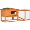 PawHut Kaninchenstall aus Tannenholz mit Asphaltdach 156 x 58 x 68 cm* Kleintierbedarf