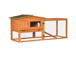 PawHut Kaninchenstall aus Tannenholz mit Asphaltdach 156 x 58 x 68 cm* Kleintierbedarf