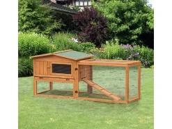 PawHut Kaninchenstall aus Tannenholz mit Asphaltdach 156 x 58 x 68 cm* Kleintierbedarf