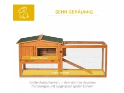 PawHut Kaninchenstall aus Tannenholz mit Asphaltdach 156 x 58 x 68 cm* Kleintierbedarf
