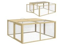 PawHut Kaninchenstall Klappbar mit Freilaufgehege 120 x 120x57 m