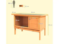 PawHut Kaninchenstall Tannenholz Metall Natur 90cm x 45cm x 65cm* Kleintierbedarf