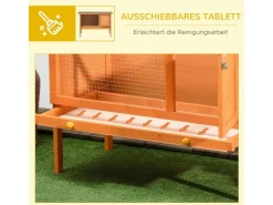 PawHut Kaninchenstall Tannenholz Metall Natur 90cm x 45cm x 65cm* Kleintierbedarf
