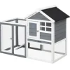 PawHut Kaninchenstall Tannenholz Grau Weiß Schwarz 122 x 62,6 x 92 cm* Kleintierbedarf