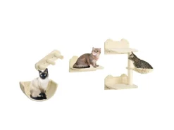 PawHut Katzen Kletterwand Spanplatte Polyester Beige 40L x 28B x 73H cm* Katzenbedarf