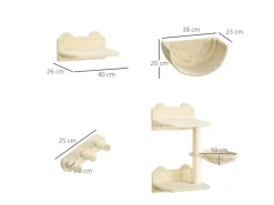 PawHut Katzen Kletterwand Spanplatte Polyester Beige 40L x 28B x 73H cm* Katzenbedarf