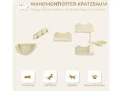 PawHut Katzen Kletterwand Spanplatte Polyester Beige 40L x 28B x 73H cm* Katzenbedarf