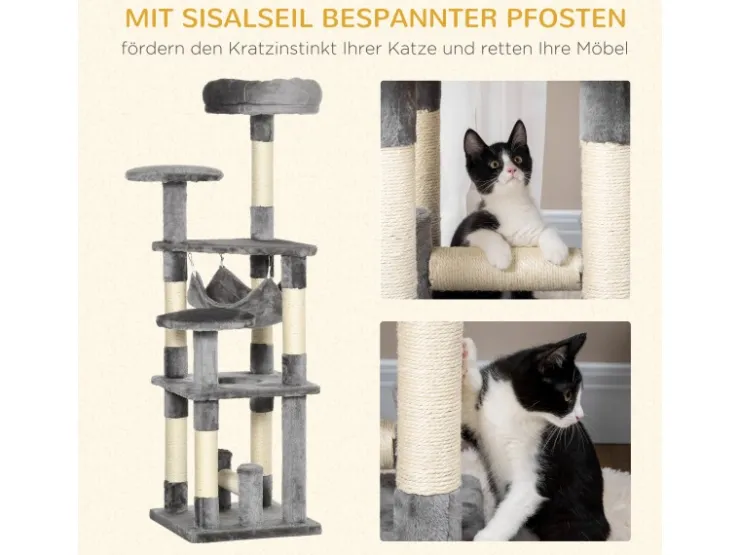 PawHut Katzenbaum Kletterbaum Kratzbaum Hängematte L40 x B40 x H132 cm* Katzenbedarf