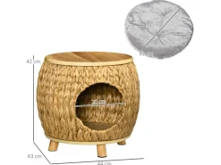 PawHut Katzenhöhle aus Rattan 2-in-1 Design