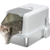 PawHut Katzentoilette Edelstahl Kunststoff Weiß 40,5L x 60,5B x 41,5H cm* Katzenbedarf