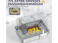 PawHut Katzentoilette Edelstahl Kunststoff Weiß 40,5L x 60,5B x 41,5H cm* Katzenbedarf