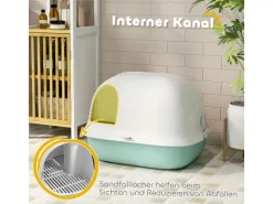 PawHut Katzentoilette mit Deckel Kunststoff 58L x 46B x 39H cm
