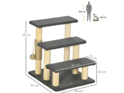 PawHut Katzentreppe 3-Stufig 48 cm mit Sisalsäule Spielball* Katzenbedarf