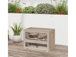 PawHut Käfig Nagerkäfig Kleintierkäfig Tanne Naturholz 60L x 35B x 42H cm* Kleintierbedarf
