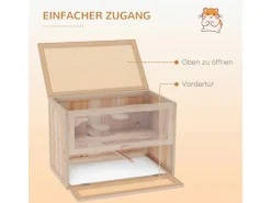 PawHut Käfig Nagerkäfig Kleintierkäfig Tanne Naturholz 60L x 35B x 42H cm* Kleintierbedarf