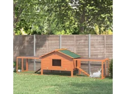 PawHut Kleintierstall mit 2 Freigehegen und 2 Rampen 309 x 79 x 86 cm* Kleintierbedarf