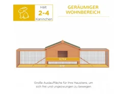 PawHut Kleintierstall mit 2 Freigehegen und 2 Rampen 309 x 79 x 86 cm* Kleintierbedarf