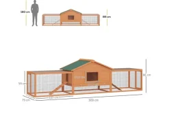 PawHut Kleintierstall mit 2 Freigehegen und 2 Rampen 309 x 79 x 86 cm* Kleintierbedarf