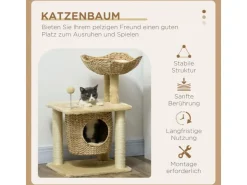 PawHut Kratzbaum 74 cm Katzenbaum mit Katzenhöhle Spielball* Katzenbedarf