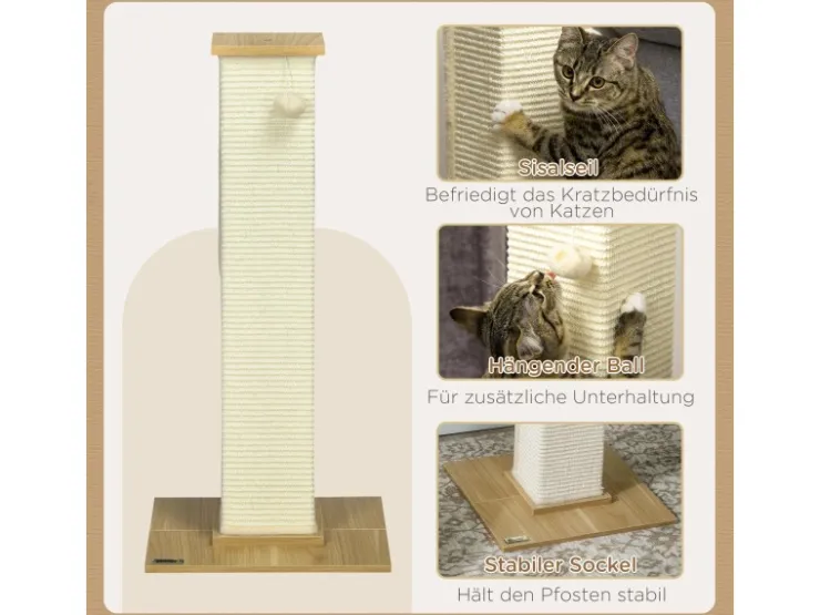 PawHut Kratzbaum 80 cm mit Spielball Kratzsäule aus Sisalseil* Katzenbedarf