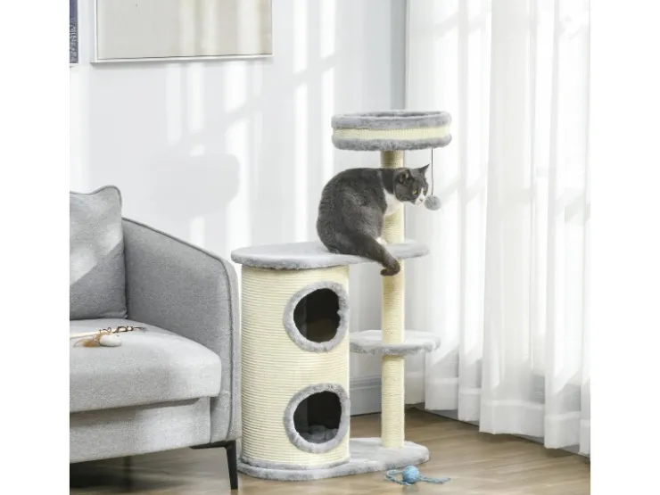 PawHut Kratzbaum 100 cm mit Kratztonne Sisalsäule und Kissen* Kissen