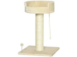 PawHut Kratzbaum 85 cm mit Liegefläche Plüsch-Kletterbaum Spielball