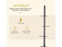 PawHut Kratzbaum Deckenhoch 228-260 cm mit 3 Ebenen Spielbaum* Katzenbedarf