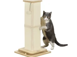 PawHut Kratzstamm Kratzsäule MDF Sisal Eiche 34L x 34B x 67H cm* Katzenbedarf