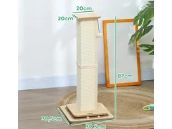 PawHut Kratzstamm Kratzsäule MDF Sisal Eiche 39,5L x 39,5B x 87H cm