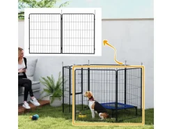 PawHut Pet Playpen Welpenzaun aus Stahl Schwarz 80L x 1,5B x 100H cm* Kleintierbedarf