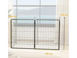 PawHut Pet Playpen Welpenzaun aus Stahl Schwarz 80L x 1,5B x 100H cm* Kleintierbedarf