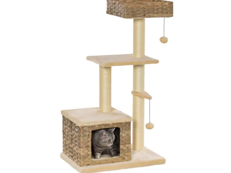 PawHut Rattan Katzenbaum mit Sisal Höhe 108 cm* Katzenbedarf