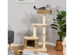 PawHut Rattan Katzenbaum mit Sisal Höhe 108 cm* Katzenbedarf