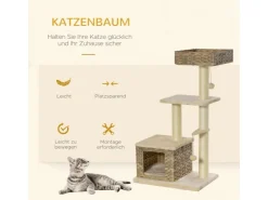 PawHut Rattan Katzenbaum mit Sisal Höhe 108 cm* Katzenbedarf