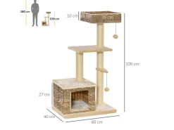 PawHut Rattan Katzenbaum mit Sisal Höhe 108 cm* Katzenbedarf